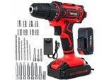 Avvitatore A Batteria 21V Vertex | Led | 2 Batterie + Caricabatteria + Valigetta Con Accessori: Punte, Adattatori, Inserti, Bussole, Prolunga