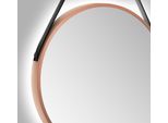 Specchio Da Parete Rotondo Talos Copper Light Matt Ø 50 Cm - Specchio Da Bagno Con Illuminazione Indiretta - Cinghia Di Sospensione In Pelle - Specchio Illuminato Con Luce Bianca Neutra - Cornice In Alluminio Rame Opaco Di Alta Qualità - Specchio Da Bagno