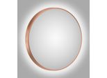 Specchio Da Parete Rotondo Talos Copper Light Matt Ø 80 Cm - Specchio Da Bagno Con Illuminazione Indiretta - Cinghia Di Sospensione In Pelle - Specchio Illuminato Con Luce Bianca Neutra - Cornice In Alluminio Di Alta Qualità In Rame Opaco - Specchio Da Bagno