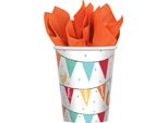 Bicchiere Di Carta, Buon Compleanno Animali Della Fattoria, 250 Ml, 8 Pezzi.