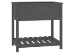 Vidaxl Fioriera Con Ripiano Grigio 82,5X54X81 Cm In Legno Di Pino Massiccio
