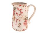 Brocca Decorativa Clayre & Eef 20X14X23 Cm Fiori Di Vetroceramica Rosa Beige