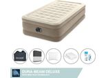 Letto Ad Aria Intex - 1 Persona - 99 X 191 X 46 Cm - Beige - Con Pompa Incorporata + Lenzuolo Nero + Cuscino + Federe Molton 2 In 1 + Set Di Riparazione