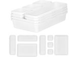 Organizzatore Multi-Set Springos, Inserto Per Cassetti, Scatole Portaoggetti, Organizzatore Per Cassetti, Lavabile, Scatola Portaoggetti, Organizzatore Per Il Trucco, In Plastica, Organizzatore Multiuso, Universale (Bianco)