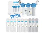 Wessper Triplemax Filtro Pre-Trattamento Dell'acqua A 3 Stadi Per Tutta La Casa 3/4" – Addolcitore, Sistema Di Filtraggio Dei Sedimenti E A Carbone Attivo Con 2 Manometri"