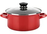Fagor Optimax Casseruola A Induzione 24 Cm In Acciaio Smaltato, Antiaderente Senza Pfoa, Coperchio In Vetro Rosso