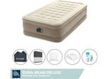 Intex Airbed - 1 Persona - 99 X 191 X 46 Cm - Beige - Con Pompa Incorporata, Lenzuolo Nero, Cuscino, Federe Molton 2 In 1 E Set Di Riparazione