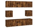 Vidaxl Set Di Mobili Tv Da 8 Pezzi In Legno Di Quercia Fumé