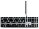 Satechi, Tastiera Cablata Slim W3 USB-C Azerty Illuminata, Grigio
