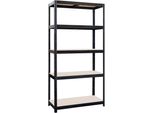 Scaffale 900X450X1800Mm, 5 Ripiani, Acciaio Nero + Pannello Mdf