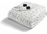 Imetec Coperta Elettrica, Cotone, Spegnimento Automatico, Riscaldamento Rapido, Bianco/Grigio