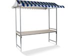 Bancarella Professionale Blu-Bianco, Telone In Pvc Ignifugo, Legno Di Abete Rosso, 200X151X232Cm (Wxtxh) Mercatino Di Natale Mercatino Invernale Mercatino Autunnale