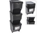 Set Di 3 Contenitori Per Rifiuti Excellent Houseware, Polipropilene, 37X28X33 Cm, 21,7 L, Nero