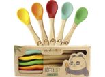 Pandoo Baby Cucchiai In Bambù Con Testa In Morbido Silicone 5 Pezzi