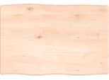 Piano Del Tavolo 60X40X2 Cm In Rovere Massiccio Non Trattato Con Bordo Ad Albero
