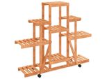 Vidaxl Portafiori Con Rotelle 110X25X101 Cm In Legno Massiccio Di Abete