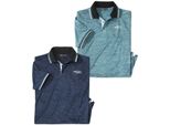 Atlas For Men - Polo Da Uomo - Casual (Confezione Da 2) AF688 (M) (Blu Navy)
