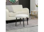 Homcom Sgabello Sgabello Da Trucco Quadrato Poggiapiedi Con Aspetto Cashmere, Gambe In Acciaio, Per Soggiorno, Camera Da Letto, Crema, 42 X 42 X 47 Cm