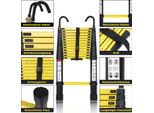 Jopassy Scala Telescopica Scala Di Prolunga Scala Pieghevole Scala A Gradini Stabile In Alluminio Fino A 150 Kg 3,2 M Nero+Giallo Con Ganci