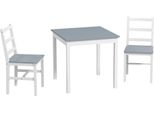Gruppo Da Pranzo Homcom Set Di 3, Tavolo Da Pranzo Con 2 Sedie, Set Da Tavolo Da Cucina Per 2 Persone, Gruppo Da Pranzo, Gruppo Da Tavolo Per Cucina, Soggiorno, Legno Di Pino, Grigio+Bianco