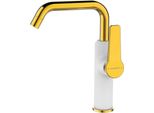 Alanis Bianco / Miscelatore Per Lavabo Oro