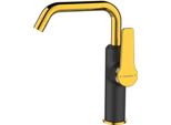 Rubinetto Lavabo Fisso Con Bocca Mobile L Nero/Oro, Rubinetto Lavabo