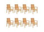 Vidaxl Sedie Da Giardino 8 Pezzi Impilabili 56,5X57,5X91 Cm Legno Massiccio Teak