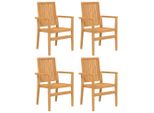 Vidaxl Sedie Da Giardino 4 Pezzi Impilabili 56,5X57,5X91 Cm Legno Massiccio Teak