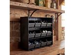 Contenitore HWC-M10, Sistema Di Stoccaggio Per Scatole Di Minuteria, 12 Scomparti Rimovibili, 30X33X8Cm Nero