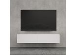 Doporro Mobile Porta Tv Sospeso 140 Cm Con 2 Ante Bianco Opaco, Credenza Bassa Da Soggiorno Salotto, Madia Consolle Per Tv Fernsehschrank02