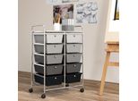 Carrello Costway Con 10 Cassetti Impilabili, Carrello A Cassetti Con Struttura In Metallo E Ripiano, Carrello Da Bagno Carrello Portaoggetti Per Ufficio, Soggiorno, 65,5 X 37 X 87 Cm