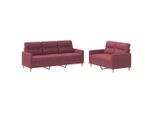 Vidaxl Set Divano 2 Pezzi Con Cuscini In Tessuto Rosso Vino