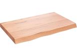 Piano Del Tavolo Marrone Chiaro 80X50X(2-6) Cm In Legno Massiccio Trattato Con Rovere