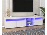 Sweiko Mobile Tv Moderno Bianco, Pannello Luminoso, Illuminazione Led Variabile, Soggiorno E Sala Da Pranzo 180 Cm