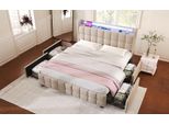 Letto Imbottito Sweiko (Letto Contenitore Con Rete A Doghe), Letto Singolo 180X200Cm Con Illuminazione Led, Funzione Cassetto E 2 Cassetti