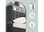 Letto Imbottito Sweiko (Letto Contenitore Con Rete A Doghe), Letto Singolo 90X200Cm Con Illuminazione Led, Funzione Cassetto E 2 Cassetti
