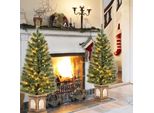 Costway 120 Cm Albero Di Natale Artificiale Con Luci, Abete In Vaso, Con Luci Led Bianco Caldo E Timer E 116 Punte Di Rami In Pvc, Albero In Vaso Per Ingresso Casa Ufficio, Verde