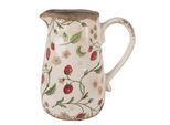 Brocca Decorativa Clayre & Eef 16X12X18 Cm Beige Rosso Vetroceramica Fragole
