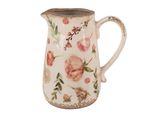Caraffa Decorativa Clayre & Eef 17X12X18 Cm Fiori Di Vetroceramica Rosa Beige