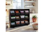 Portabustine Da Tè HWC-M10, Contenitore Per Tè, Contenitore Per Tè, 12 Scomparti Rimovibili, 30X33X8Cm Nero