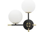Mauro Ferretti Applique Darky Doppio E14 30X17X35 Cm Oro Bianco Nero