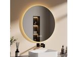Emke Specchio Da Bagno A Led Rotondo Da 70 Cm Con Antiappannamento Specchio Da Bagno A 3 Luci Colorate Specchio Da Bagno Dimmerabile A Led Con Interruttore A Sfioramento