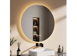 Emke Specchio Da Bagno A Led Rotondo Da 80 Cm Con Antiappannamento Specchio Da Bagno A 3 Luci Colorate Specchio Da Bagno Dimmerabile A Led Con Interruttore A Sfioramento
