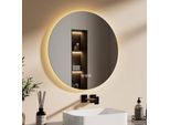Emke Specchio Da Bagno A Led Rotondo 60 Cm Con Antiappannamento Specchio Da Bagno A 3 Luci Specchio Da Bagno Dimmerabile Specchio A Led Con Interruttore A Sfioramento Risparmio Energetico