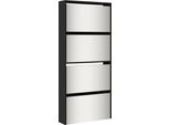 Vidaxl Scarpiera Con Specchio 4 Scomparti Nero 63X17X134 Cm