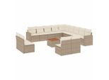 Vidaxl Set Di Divani Da Giardino Da 14 Pezzi Con Cuscini Beige Poly Rattan