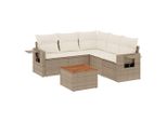 Vidaxl Set Di Divani Da Giardino 6 Pezzi Con Cuscini Beige Poly Rattan