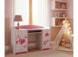 Happy Babies Scrivania Da Ufficio Con Vassoio Per Tastiera Scrivania Per Bambini 125X89X60 Scrivania Per Pc Ragazza Con Vassoio Per Tastiera Bianco Rosa Scrivania Per Computer Modello Cuore