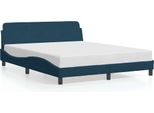 Vidaxl Struttura Letto Con Testiera "Dover"" Blu 160X200 Cm In Velluto"