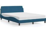 Vidaxl Struttura Letto Con Testiera "Dover"" Blu 140X190 Cm In Velluto"